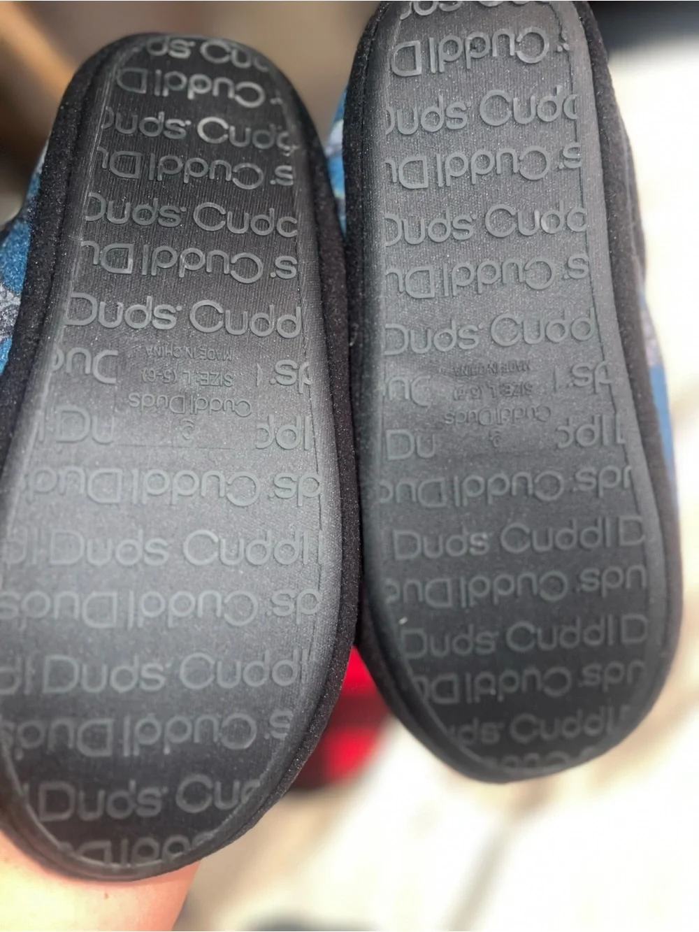 Cuddl duds slippers size large 5/6- set of two pairs